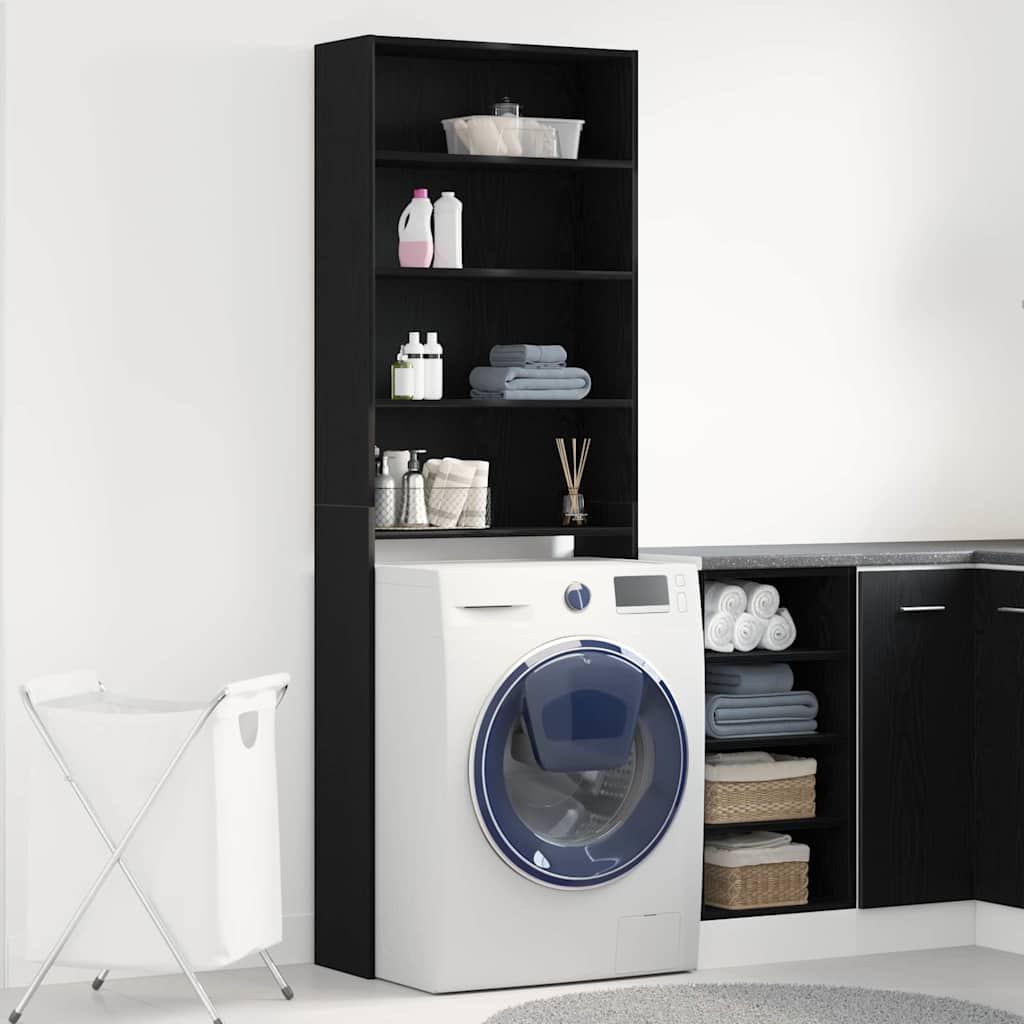 vidaXL Waschmaschinen-Schrank Schwarz Eichen-Optik 64 x 24 x 190 cm