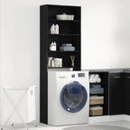 vidaXL Waschmaschinen-Schrank Schwarz Eichen-Optik 64 x 24 x 190 cm