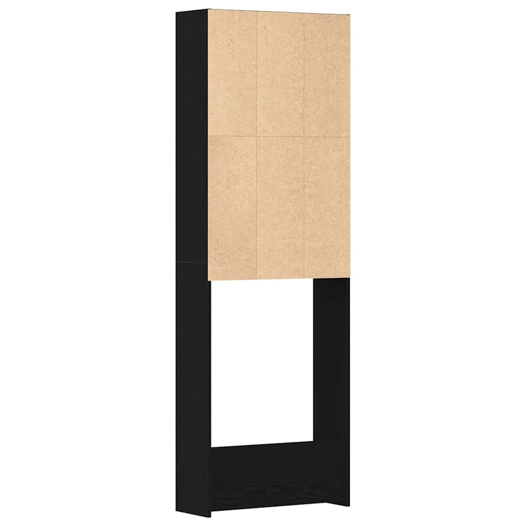 vidaXL Waschmaschinen-Schrank Schwarz Eichen-Optik 64 x 24 x 190 cm