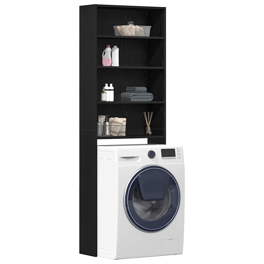 vidaXL Waschmaschinen-Schrank Schwarz Eichen-Optik 64 x 24 x 190 cm