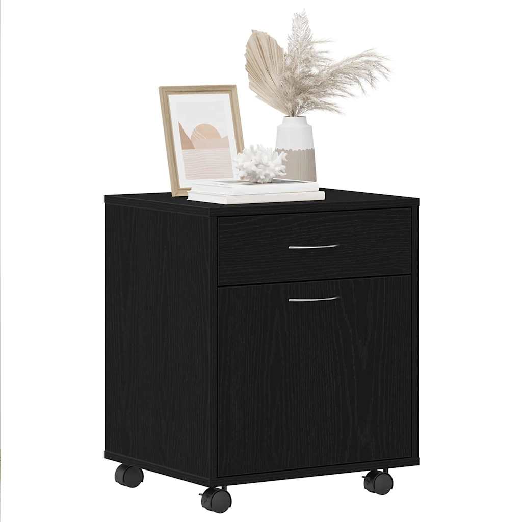 vidaXL Rollschrank Schwarz Eichen-Optik 45 x 38 x 54 cm Holzwerkstoff