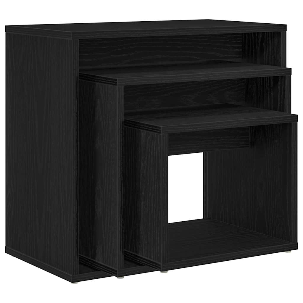 vidaXL Nestingtisch 3 pcs Schwarz Eichen-Optik Holzwerkstoff