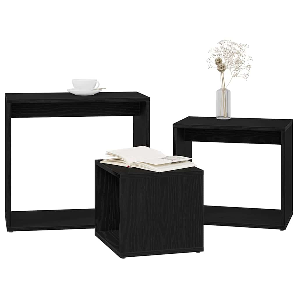 vidaXL Nestingtisch 3 pcs Schwarz Eichen-Optik Holzwerkstoff