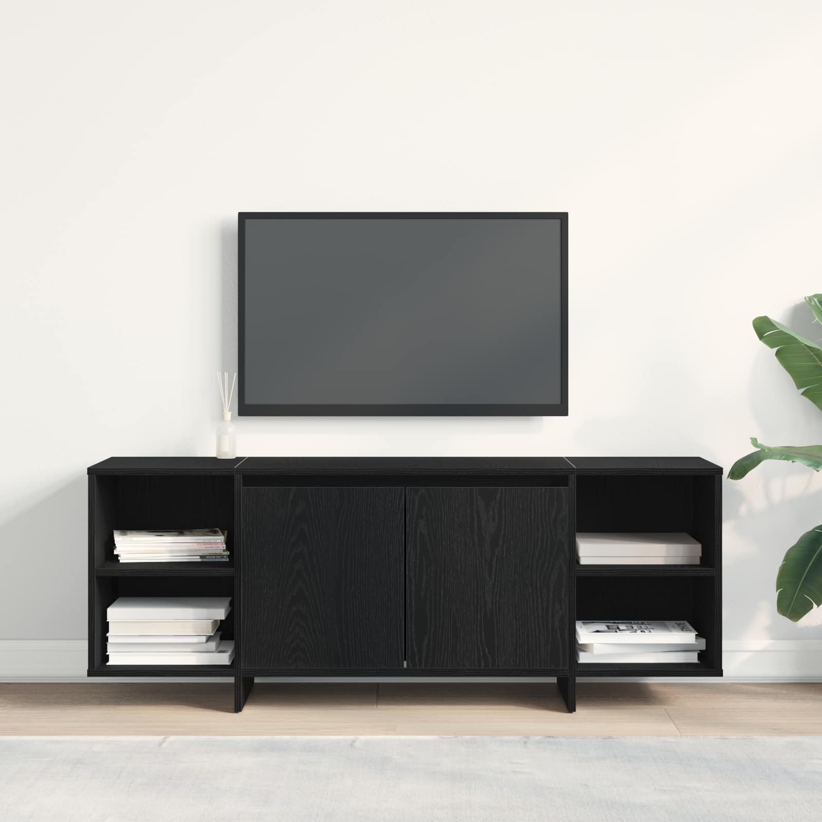 vidaXL TV-Schränk 130 x 35 x 50 cm Schwarze Eiche Holzwerkstoff