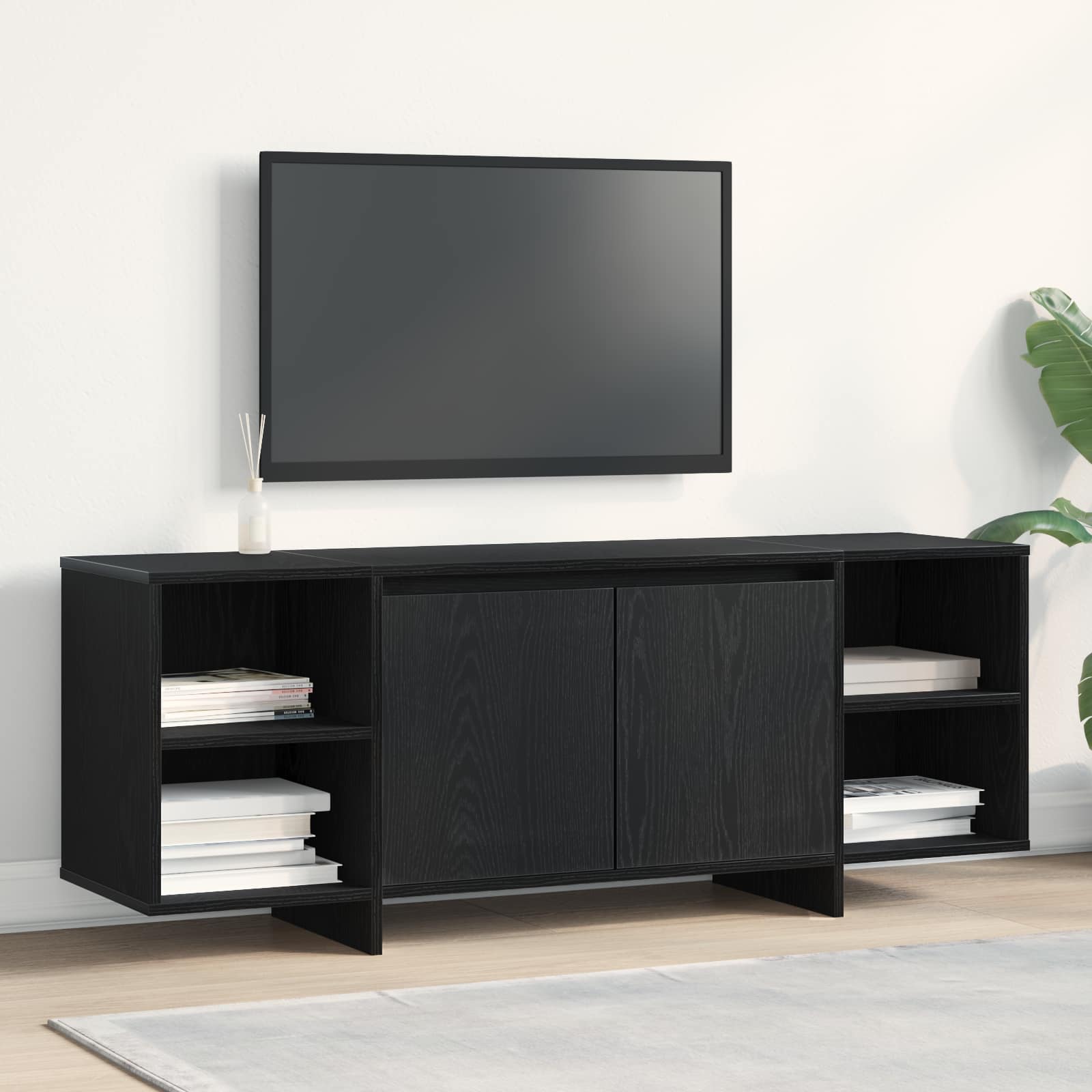 vidaXL TV-Schränk 130 x 35 x 50 cm Schwarze Eiche Holzwerkstoff