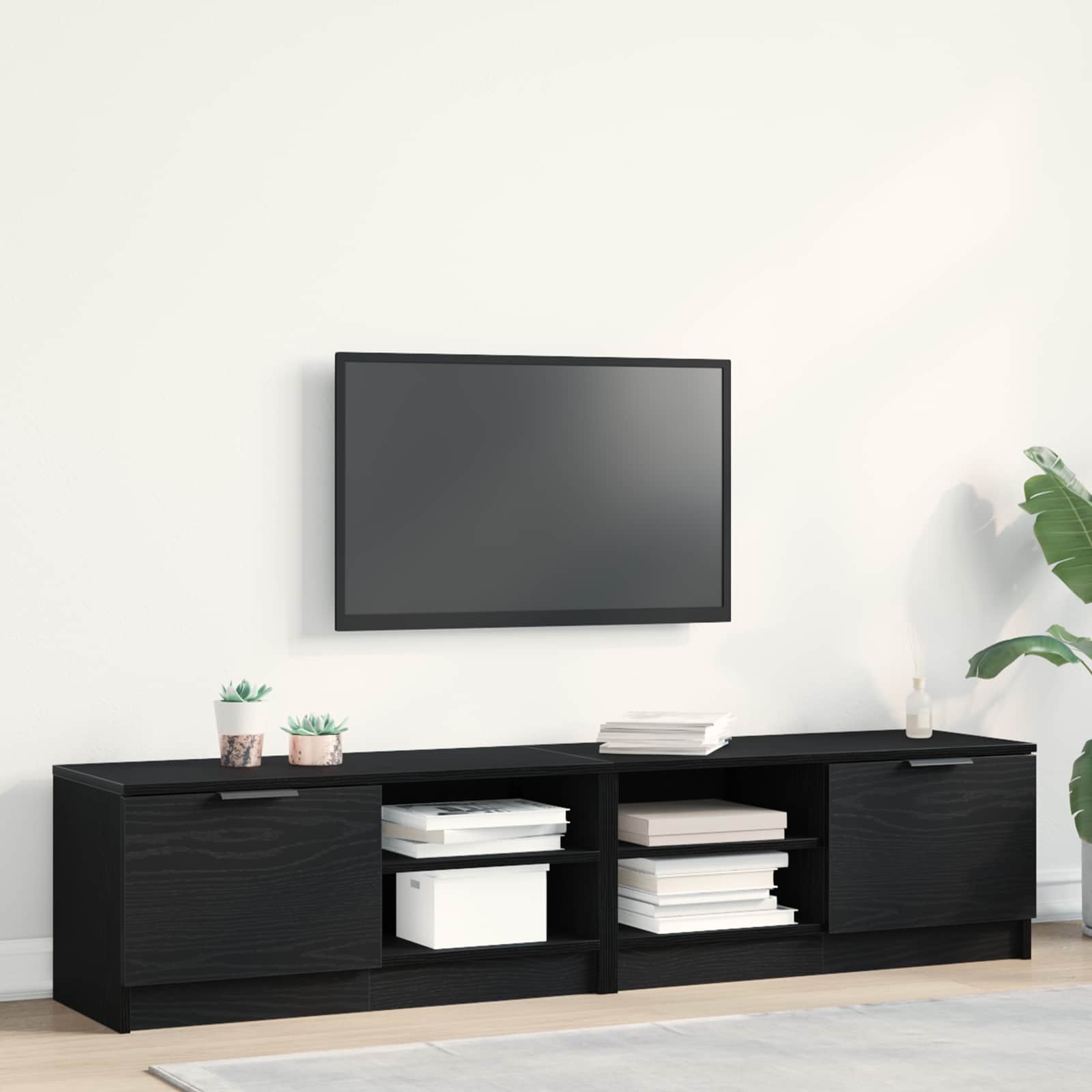 vidaXL TV-Schränk 2 pcs Schwarz Eichen-Optik 80 x 35 x 36,5 cm
