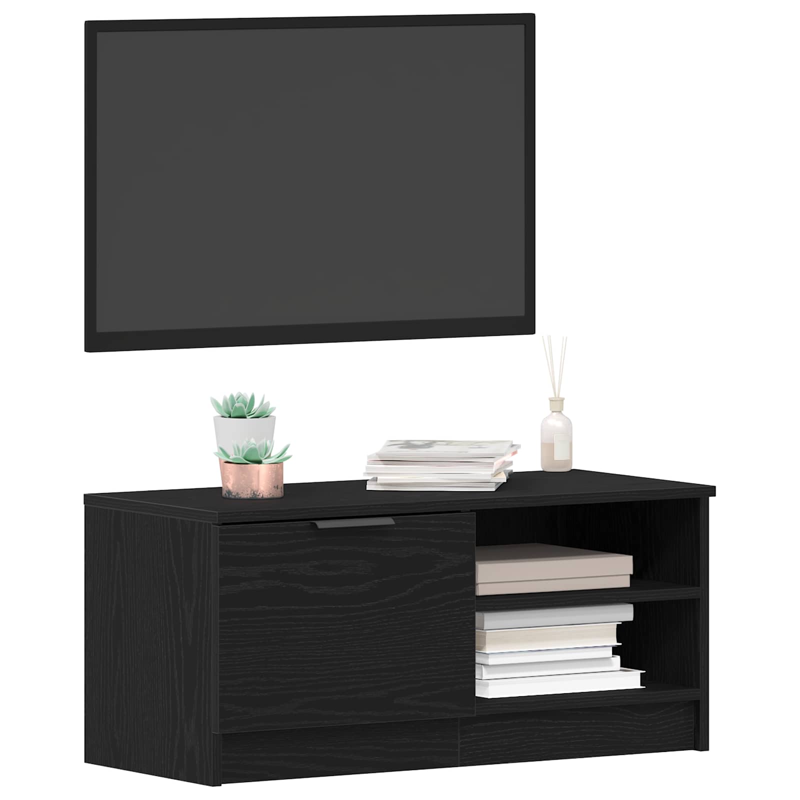 vidaXL TV-Schränk 2 pcs Schwarz Eichen-Optik 80 x 35 x 36,5 cm