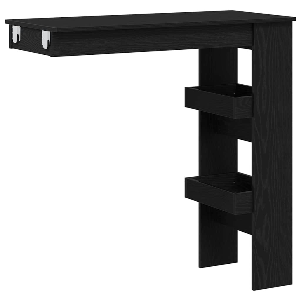 vidaXL Wand Bar Tisch Schwarz Eichen-Optik 102 x 45 x 103,5 cm