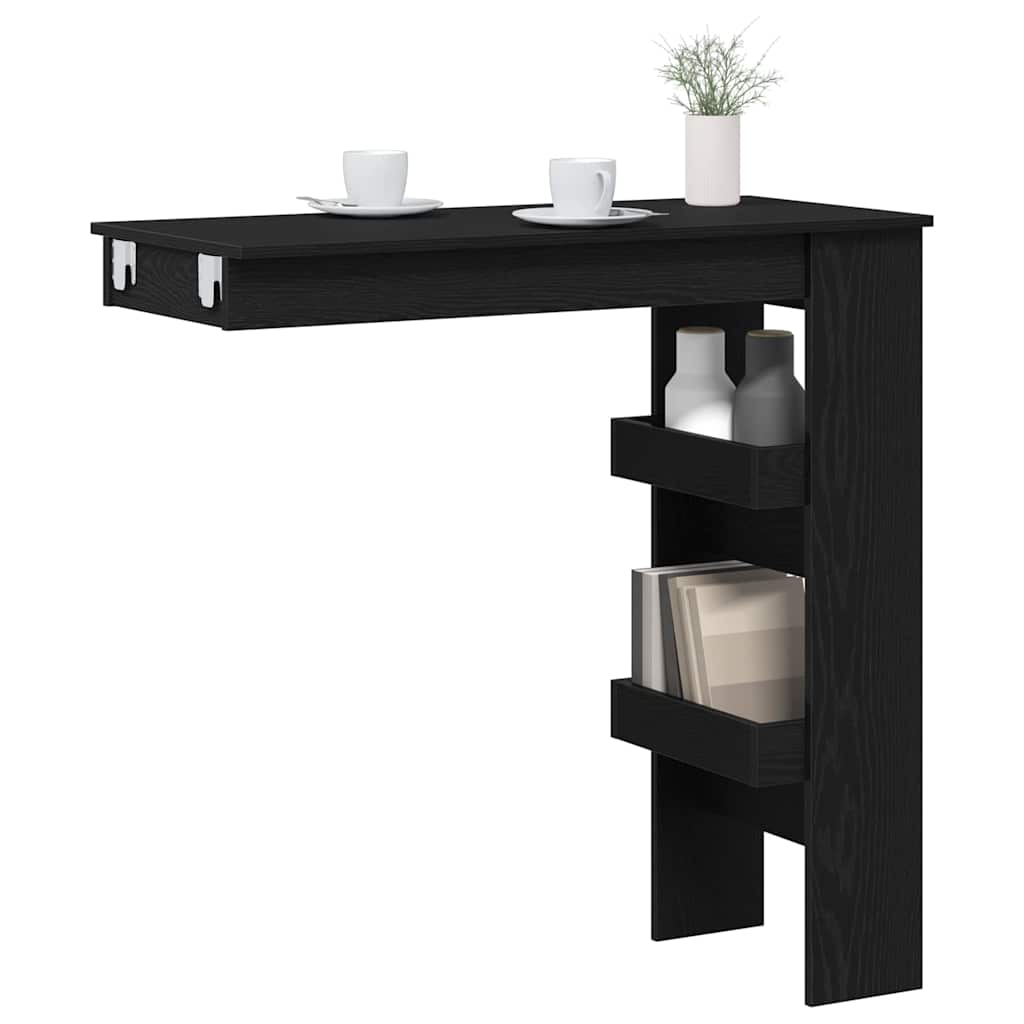 vidaXL Wand Bar Tisch Schwarz Eichen-Optik 102 x 45 x 103,5 cm