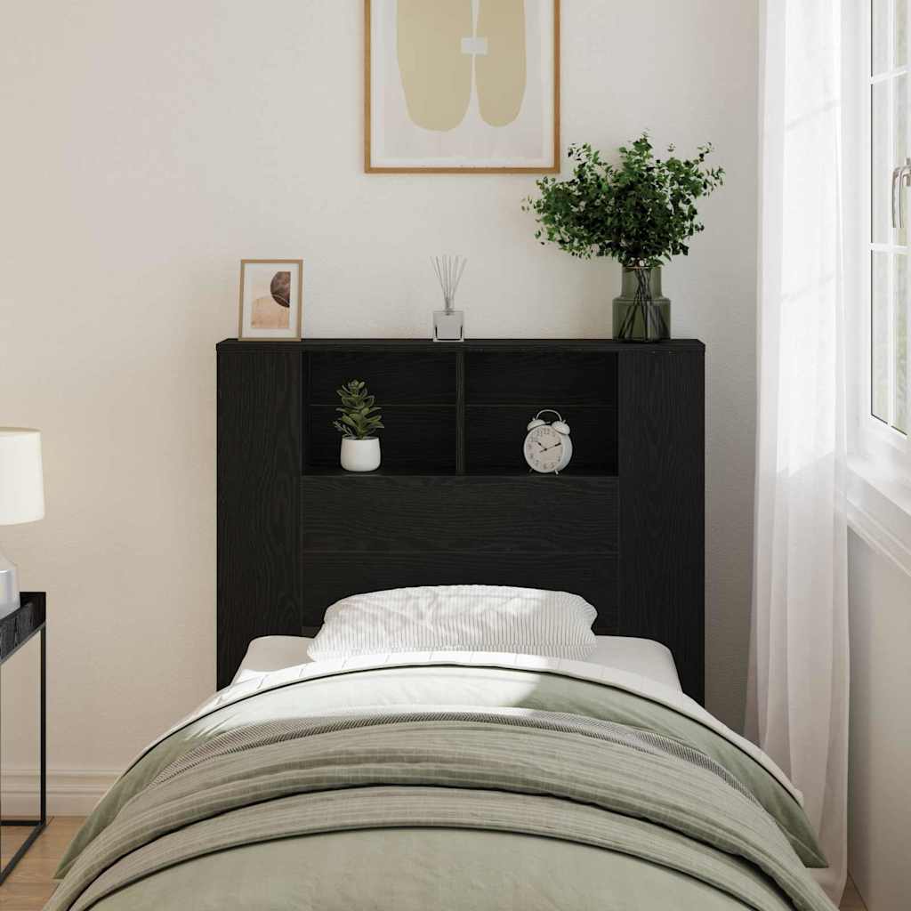 vidaXL Kopfteil Schrank mit Regal Schwarz Eichen-Optik Holzwerkstoff