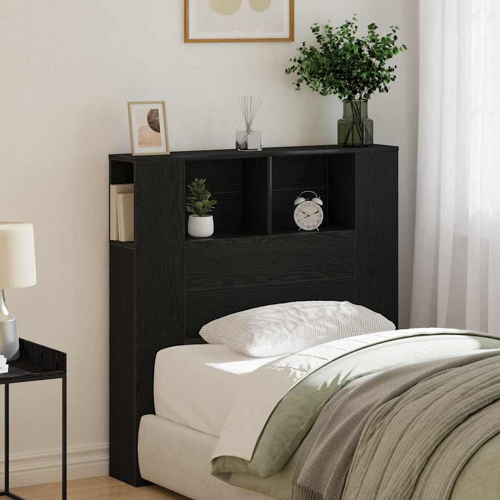 vidaXL Kopfteil Schrank mit Regal Schwarz Eichen-Optik Holzwerkstoff