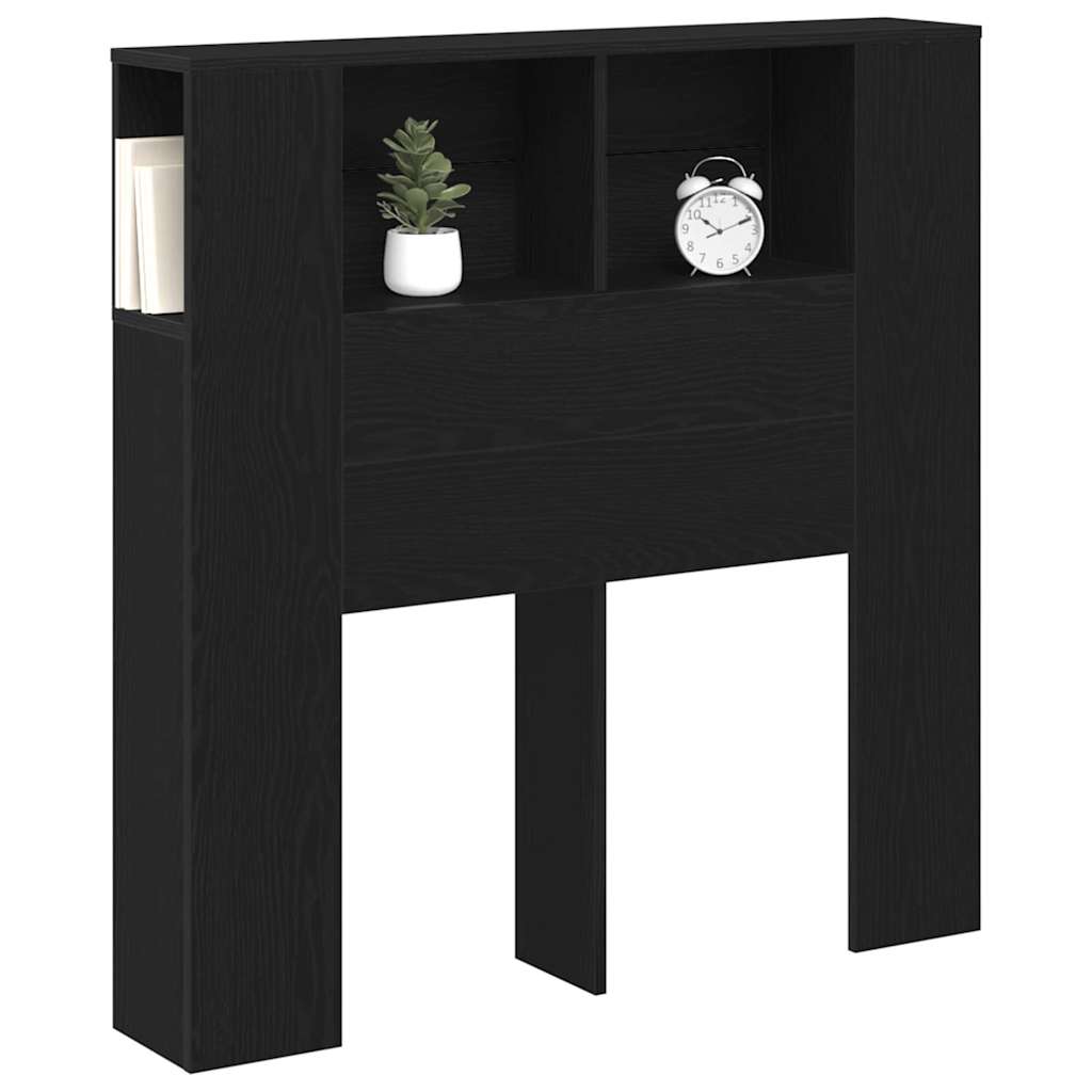 vidaXL Kopfteil Schrank mit Regal Schwarz Eichen-Optik Holzwerkstoff