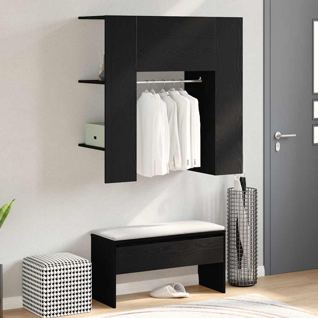 vidaXL Flurschrank mit Regal Schwarz Eichen-Optik 97,5 x 37 x 99 cm