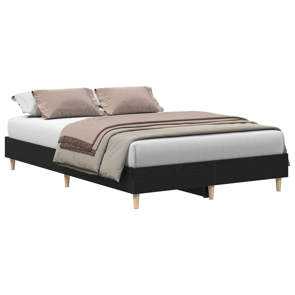 vidaXL Bettrahmen Schwarz Eichen-Optik 203 x 123 x 25 cm Holzwerkstoff