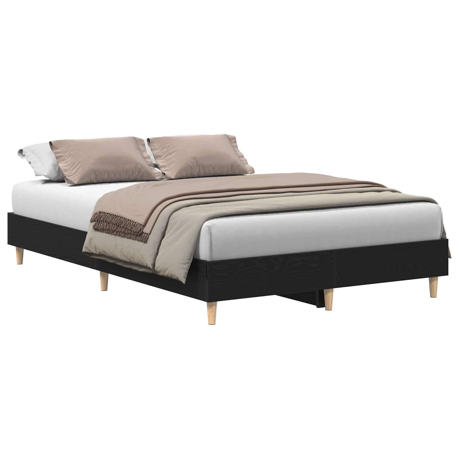 vidaXL Bettrahmen Schwarz Eichen-Optik 203 x 123 x 25 cm Holzwerkstoff