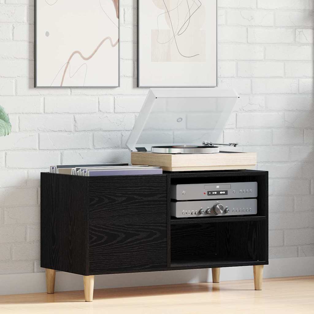 vidaXL Schallplattenschrank Schwarz Eichen-Optik 84,5 x 38 x 48 cm