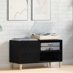 vidaXL Schallplattenschrank Schwarz Eichen-Optik 84,5 x 38 x 48 cm