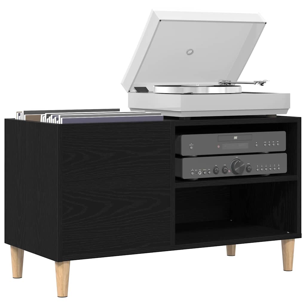 vidaXL Schallplattenschrank Schwarz Eichen-Optik 84,5 x 38 x 48 cm