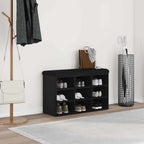vidaXL Schuhbank mit Regal Schwarz 82 x 32 x 50 cm Holzwerkstoff