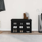 vidaXL Schuhbank mit Regal Schwarz 82 x 32 x 50 cm Holzwerkstoff
