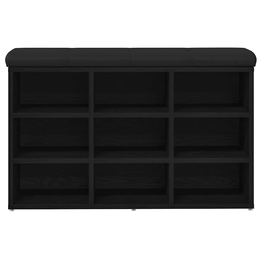 vidaXL Schuhbank mit Regal Schwarz 82 x 32 x 50 cm Holzwerkstoff