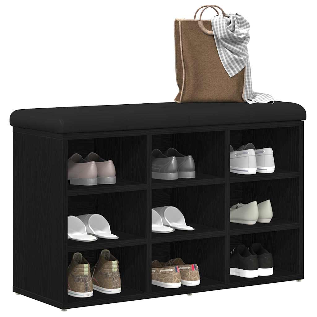 vidaXL Schuhbank mit Regal Schwarz 82 x 32 x 50 cm Holzwerkstoff