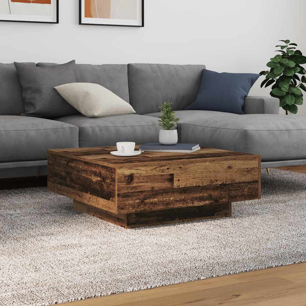vidaXL Couchtisch Altes Holz und Blau 80 x 80 x 31 cm Holzwerkstoff