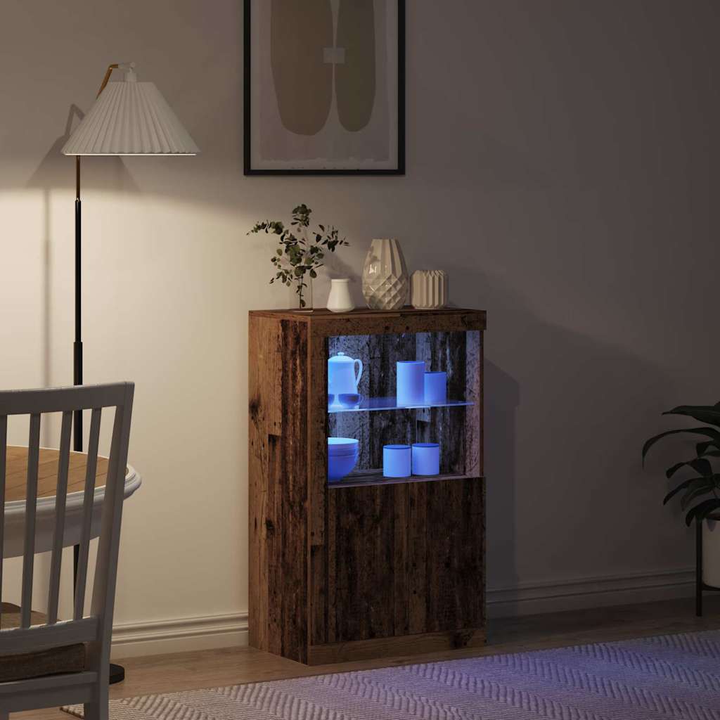 vidaXL LED-Sideboard Altholz 60,5 x 37 x 100 cm Holzwerkstoff