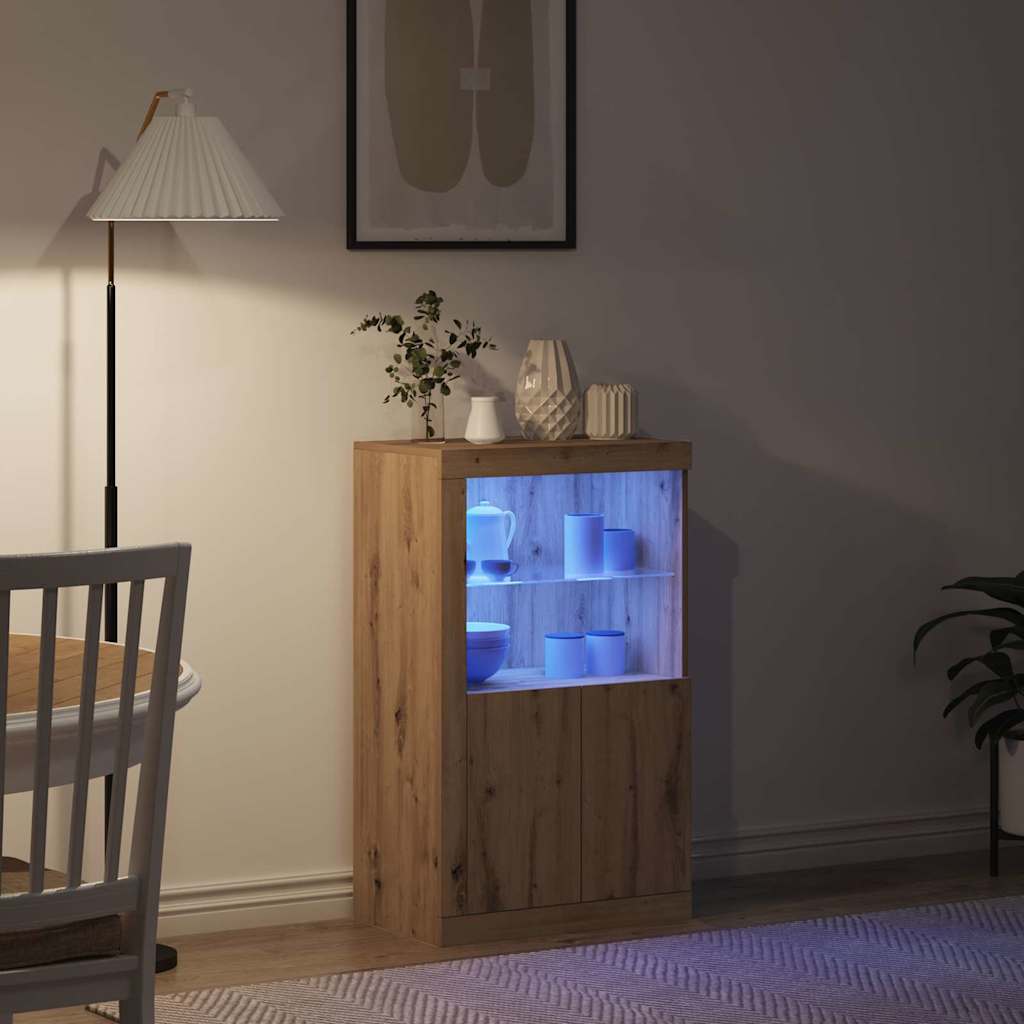 vidaXL LED-Sideboard Artisan-Eiche 60,5 x 37 x 100 cm Holzwerkstoff