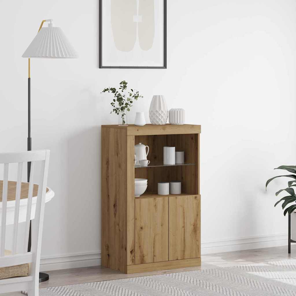 vidaXL LED-Sideboard Artisan-Eiche 60,5 x 37 x 100 cm Holzwerkstoff