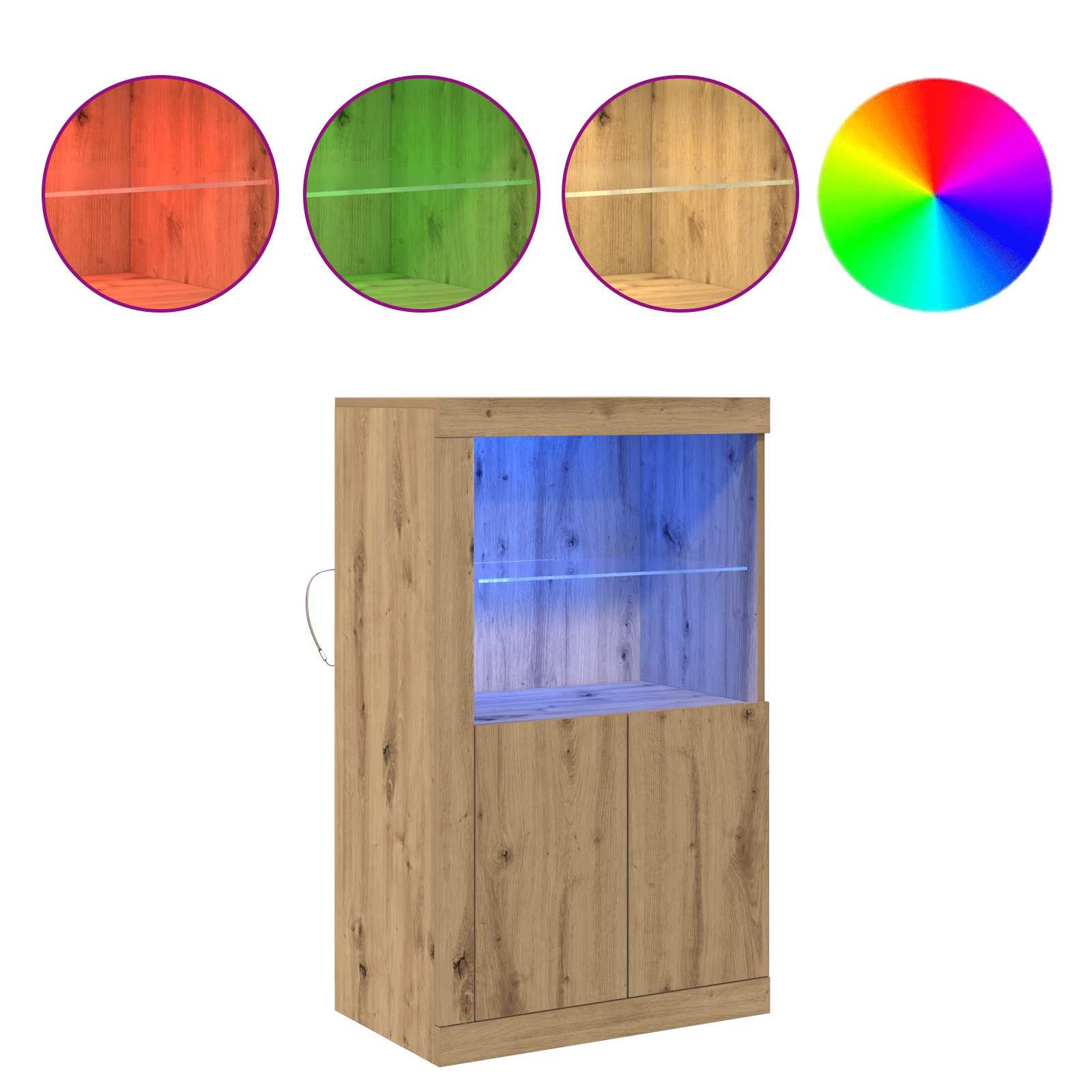vidaXL LED-Sideboard Artisan-Eiche 60,5 x 37 x 100 cm Holzwerkstoff