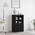 vidaXL LED-Sideboard Schwarz Eichen-Optik 60,5 x 37 x 100 cm