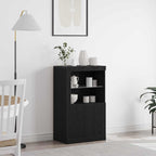 vidaXL LED-Sideboard Schwarz Eichen-Optik 60,5 x 37 x 100 cm