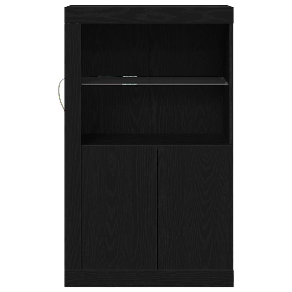 vidaXL LED-Sideboard Schwarz Eichen-Optik 60,5 x 37 x 100 cm
