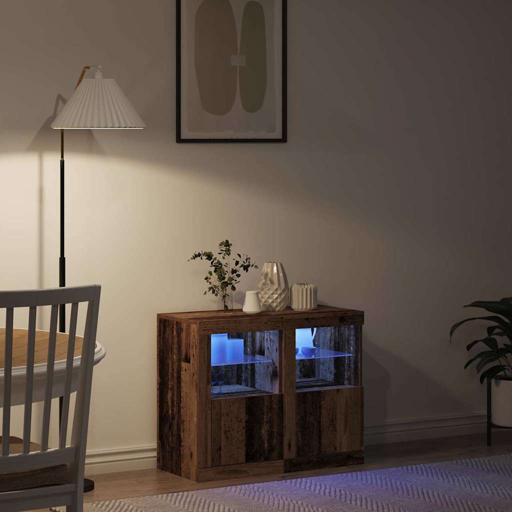 vidaXL LED-Sideboard 2 pcs Altholz 41 x 37 x 67 cm Holzwerkstoff