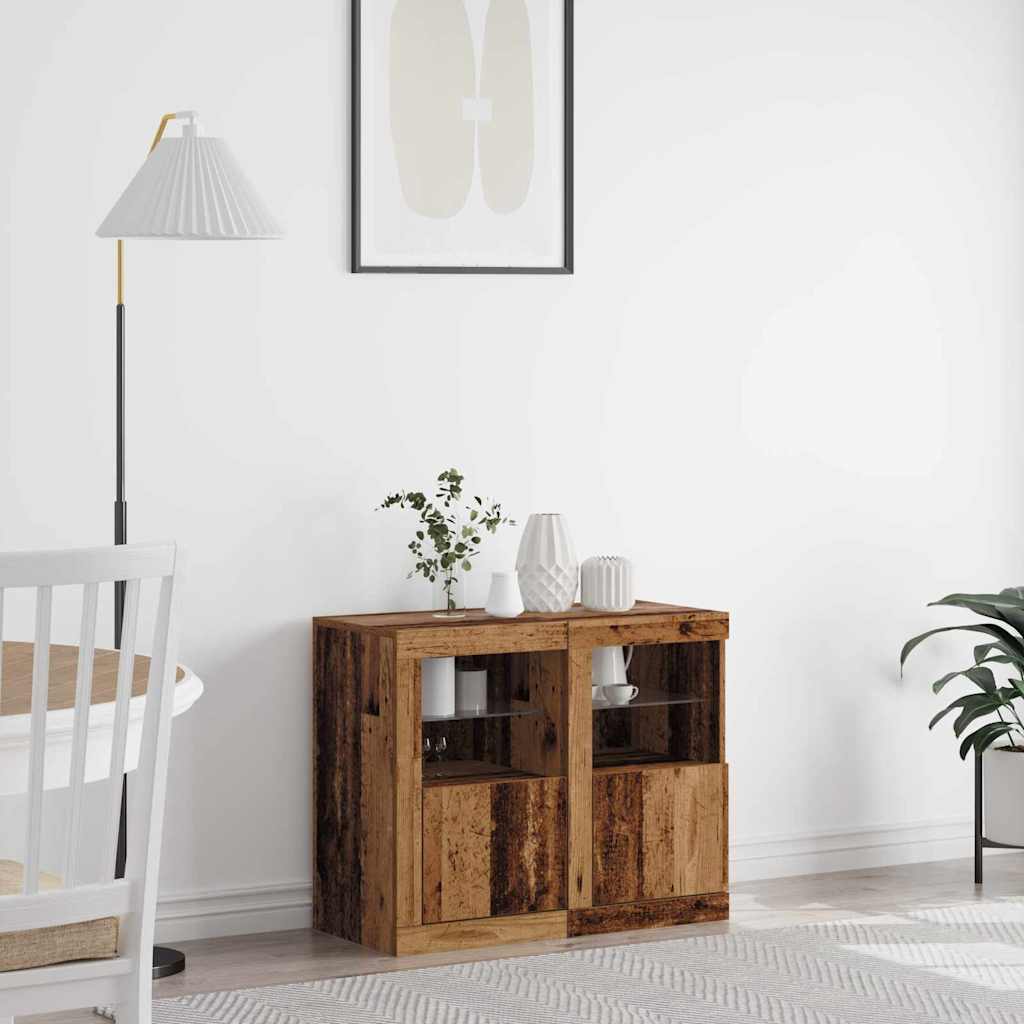vidaXL LED-Sideboard 2 pcs Altholz 41 x 37 x 67 cm Holzwerkstoff
