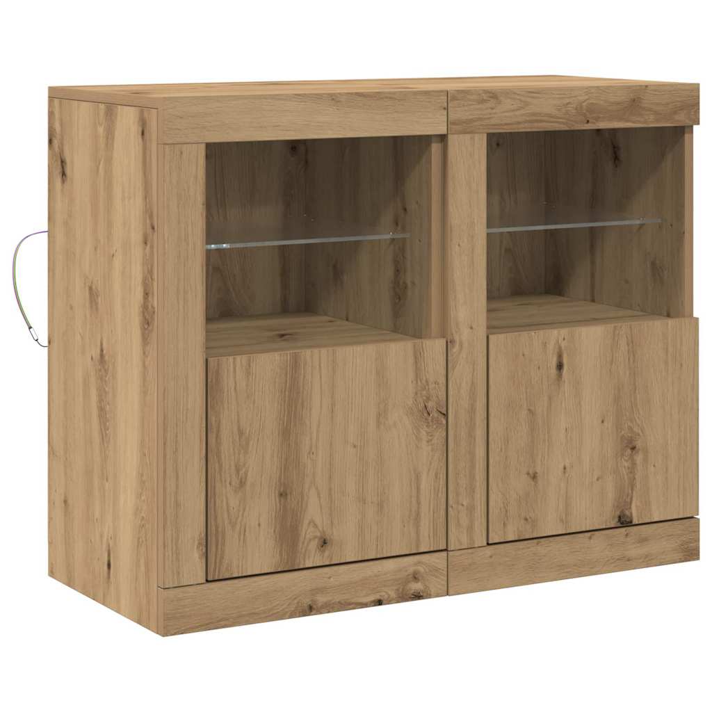 vidaXL LED-Sideboard 2 pcs Artisan-Eiche 41 x 37 x 67 cm Holzwerkstoff