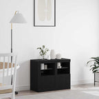 vidaXL LED-Sideboard 2 pcs Schwarz Eichen-Optik 41 x 37 x 67 cm