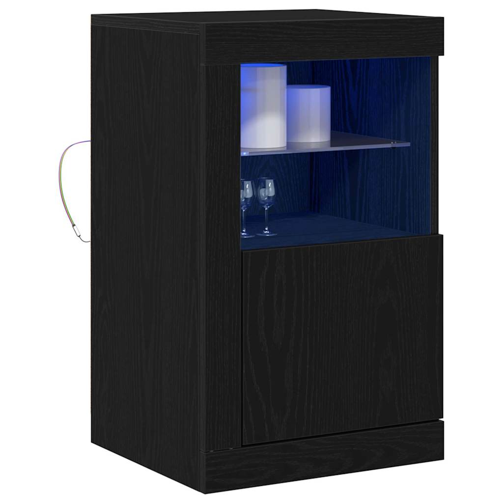 vidaXL LED-Sideboard 2 pcs Schwarz Eichen-Optik 41 x 37 x 67 cm