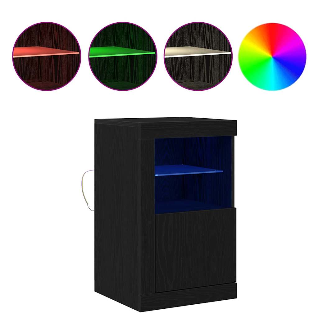 vidaXL LED-Sideboard 2 pcs Schwarz Eichen-Optik 41 x 37 x 67 cm