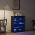 vidaXL LED-Sideboard Schwarze Eiche 81 x 37 x 100 cm Holzwerkstoff