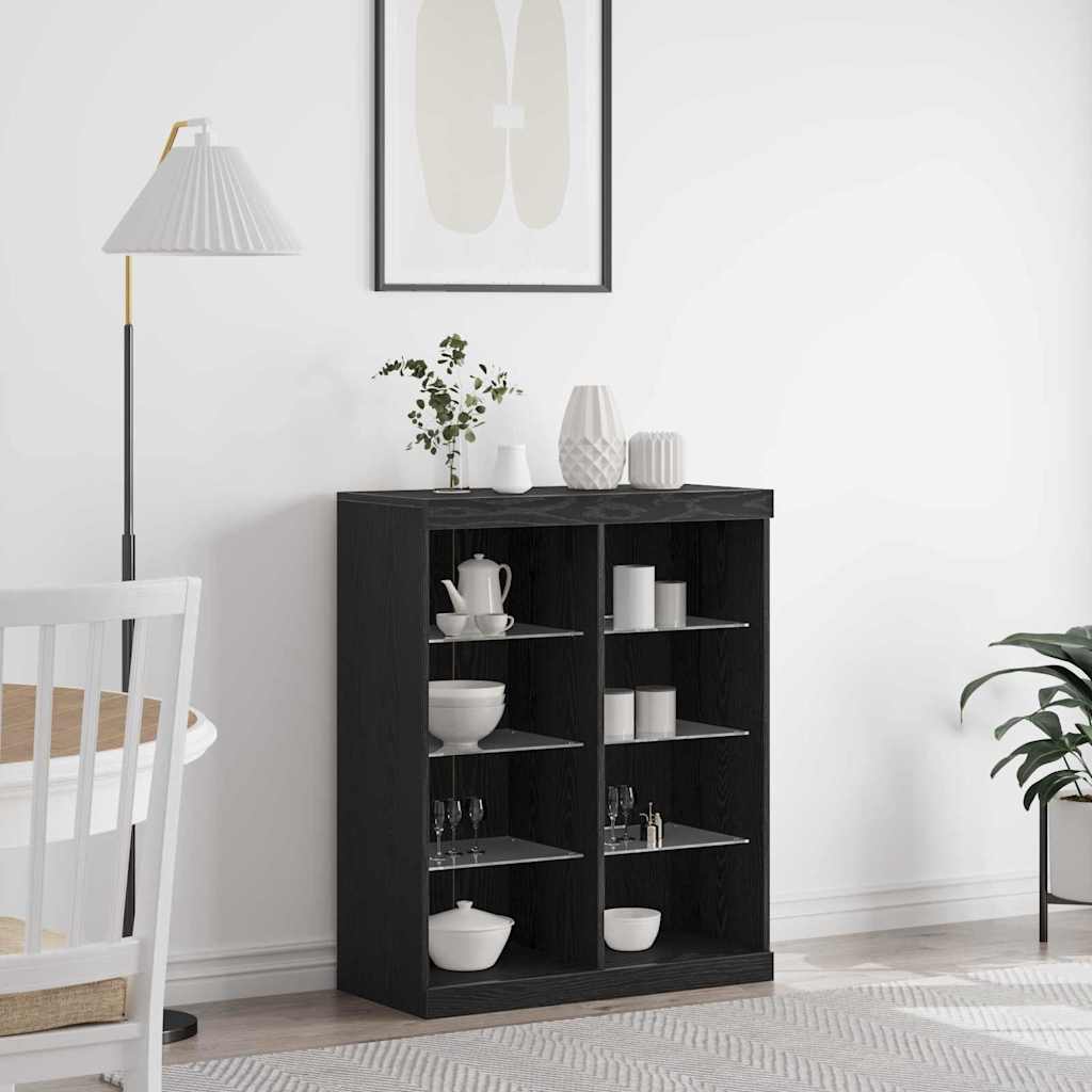 vidaXL LED-Sideboard Schwarze Eiche 81 x 37 x 100 cm Holzwerkstoff