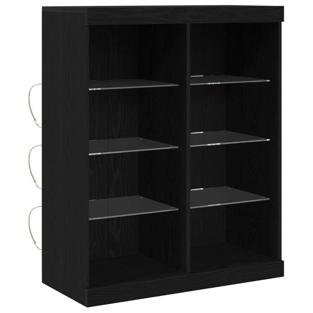 vidaXL LED-Sideboard Schwarze Eiche 81 x 37 x 100 cm Holzwerkstoff