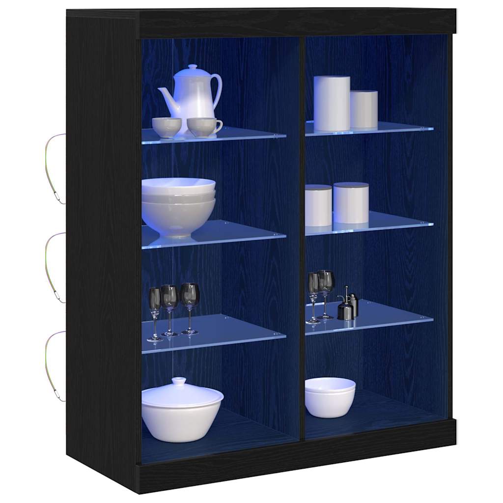 vidaXL LED-Sideboard Schwarze Eiche 81 x 37 x 100 cm Holzwerkstoff