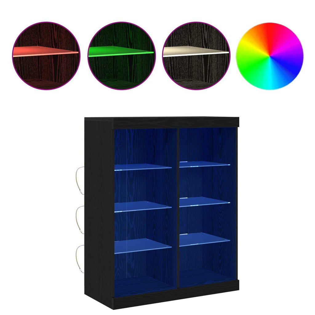 vidaXL LED-Sideboard Schwarze Eiche 81 x 37 x 100 cm Holzwerkstoff