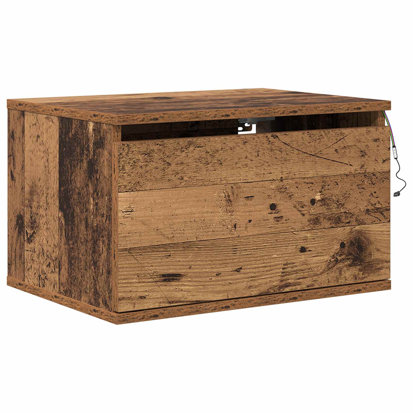 vidaXL Wandmontiertes Nachttischchen Altholz 50 x 36 x 30 cm