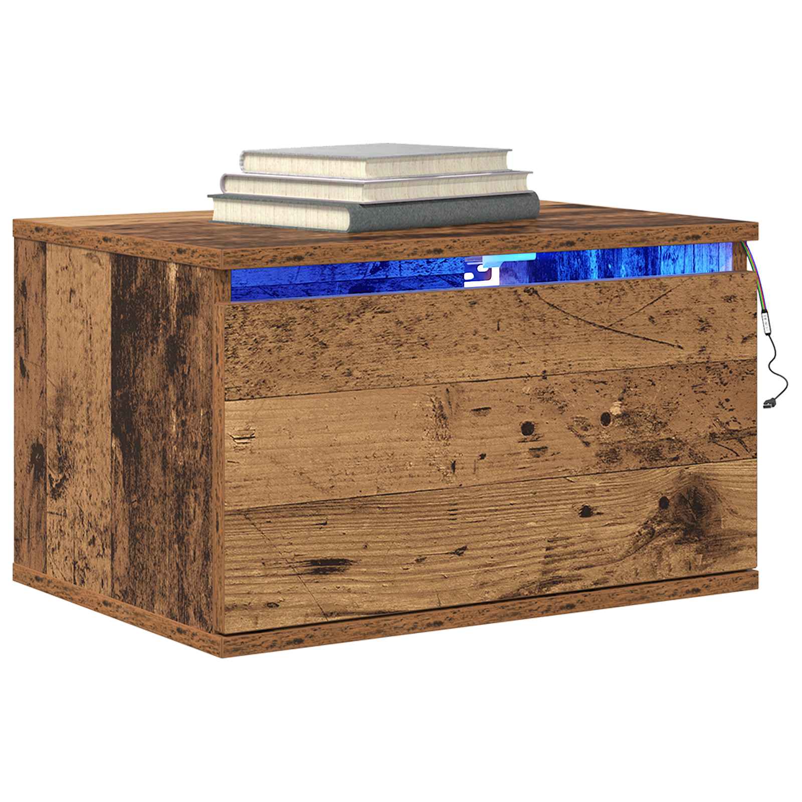 vidaXL Wandmontiertes Nachttischchen Altholz 50 x 36 x 30 cm