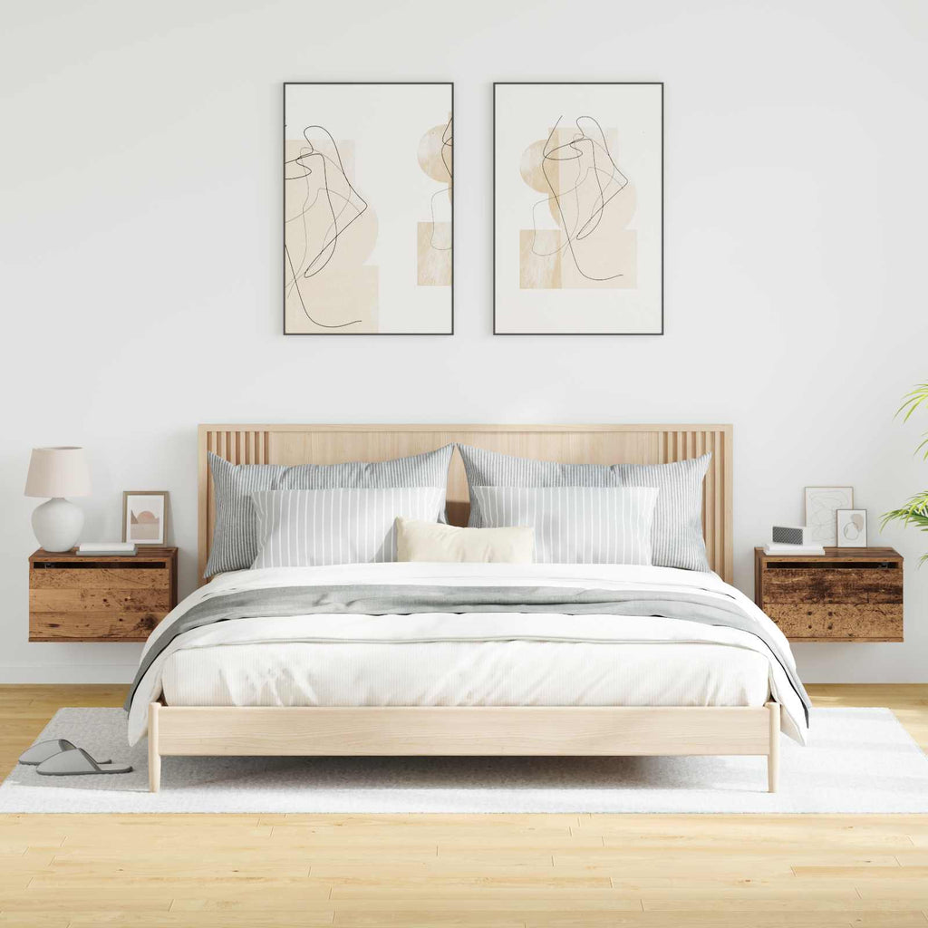 vidaXL Wandmontiertes Nachttischchen 2 pcs Altholz Holzwerkstoff