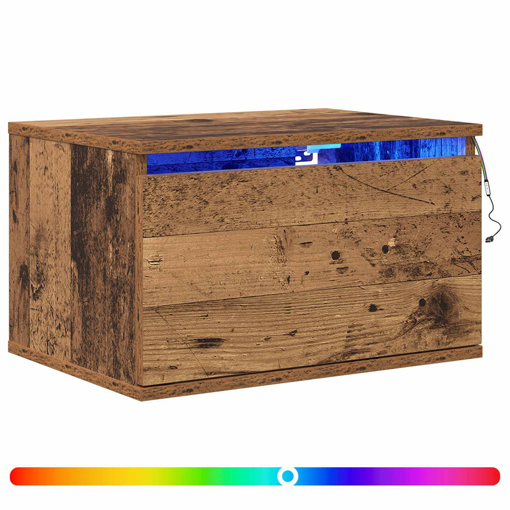 vidaXL Wandmontiertes Nachttischchen 2 pcs Altholz Holzwerkstoff