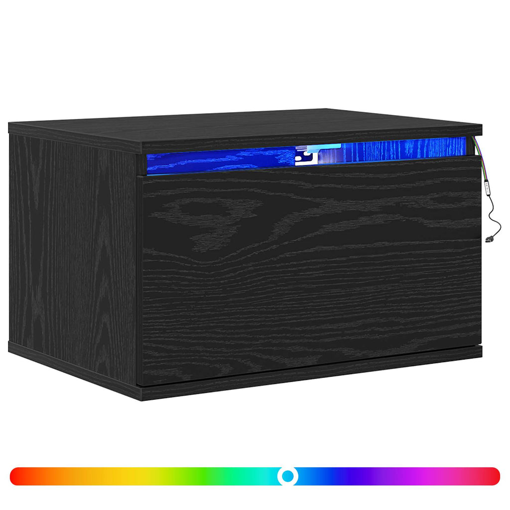 vidaXL Wandmontiertes Nachttischchen Schwarz Eichen-Optik